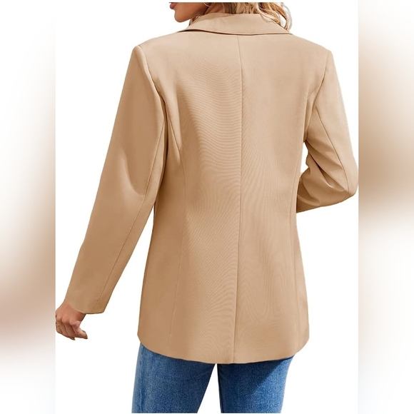 NewXL Nude Casual Blazers Open Front Long Sleeve Lapel Collar Work Office Jacket - Picture 5 of 12